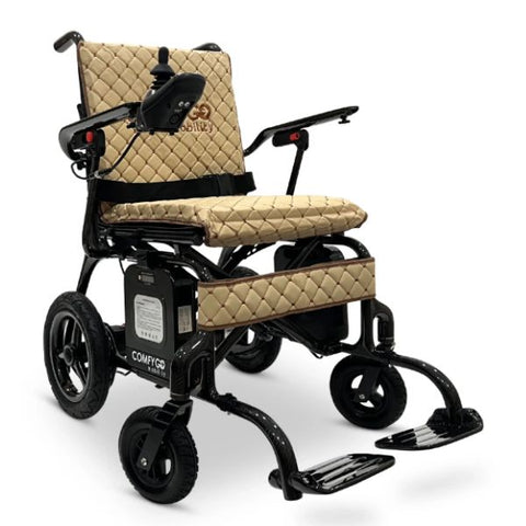 ComfyGo Phoenix Carbon Fiber Folding Electric Wheelchair Coffee Textile View