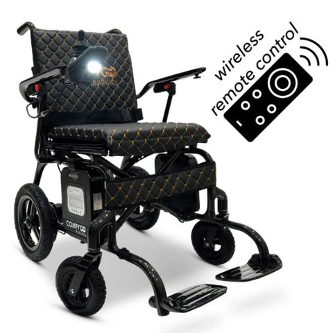 ComfyGo Phoenix Carbon Fiber Folding Electric Wheelchair Black Textiles View