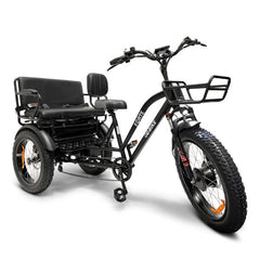 Go Bike Forte Electric Tricycle With Rear Seat in a Right Angle View