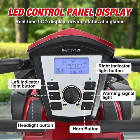 Metro Mobility S500 Bariatric 4-Wheel Mobility Scooter Led Control Panel