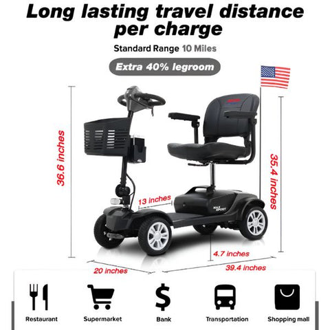 Metro Mobility Max Sport Portable 4-Wheel Mobility Scooter Features