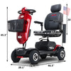 Image of Metro Mobility Max Plus 4-Wheel Mobility ScooterRed Color Dimensions