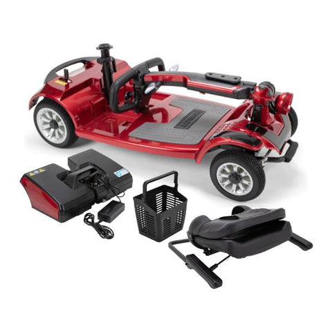 EWheels EW-M41 4-Wheel Travel Scooter Red Color Disassembled View