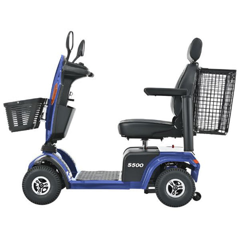 Metro Mobility S500 Bariatric 4-Wheel Mobility Scooter Color Blue Left Side View