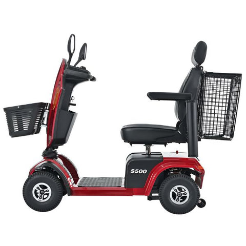 Metro Mobility S500 Bariatric 4-Wheel Mobility Scooter Red Color Left Side View