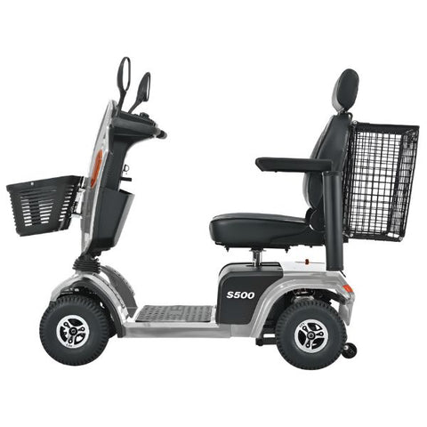 Metro Mobility S500 Bariatric 4-Wheel Mobility Scooter Silver Color Left Side View