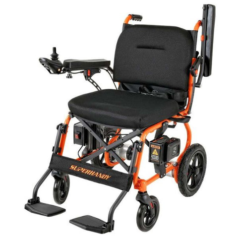 SuperHandy GoRide 2 Portable Electric Wheelchair with Left Armrest lifted