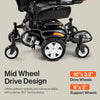 Image of SuperHandy GoRide CRX Mid-Wheel Power Wheelchair Mid-Wheel Design and Wheel Sizes