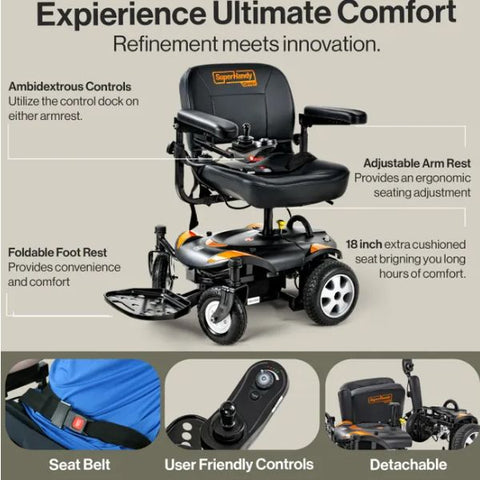 SuperHandy GoRide CRZ Portable Power Wheelchair Feaures