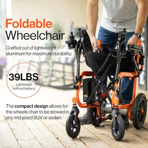 SuperHandy GoRide Folding Electric Wheelchair Lightweight Design