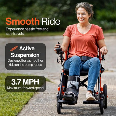 SuperHandy GoRide Folding Electric Wheelchair Speed Capacity