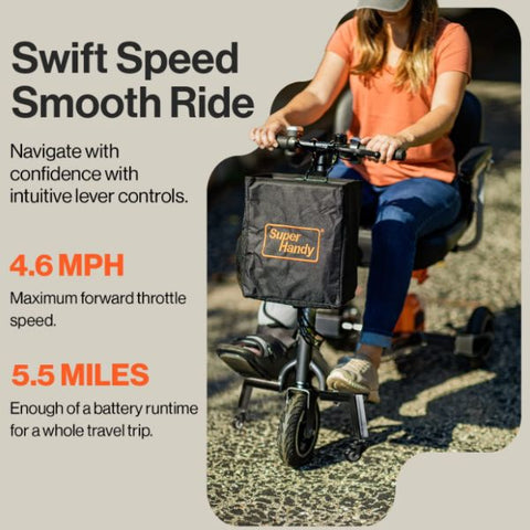 SuperHandy Passport Plus Folding 3-Wheel Mobility Spped and  Milage