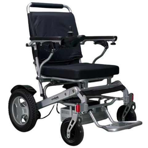 EWheels EW-M45 Folding Power Wheelchair Silver Color 45 angle View
