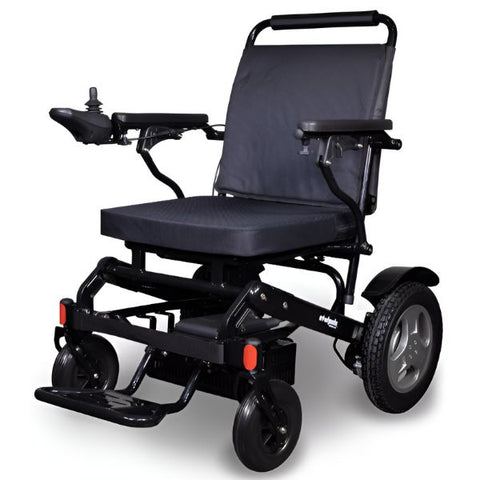 EWheels EW-M45 Folding Power Wheelchair Black Color 45 Degrees View