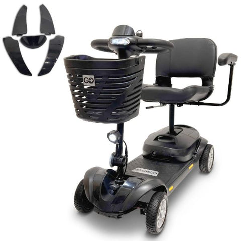 ComfyGo Z-4 Portable Mobility Scooter with black shrouds/ Left Side View/