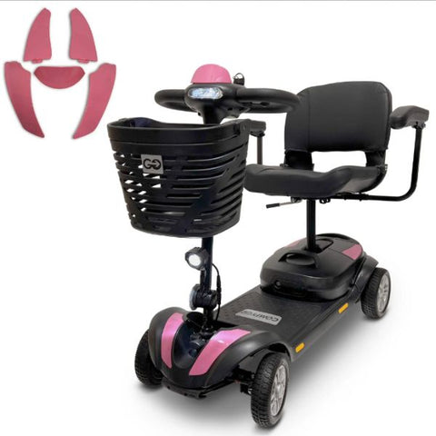 ComfyGo Z-4 Portable Mobility Scooter with pink shrouds/ Left Side View/