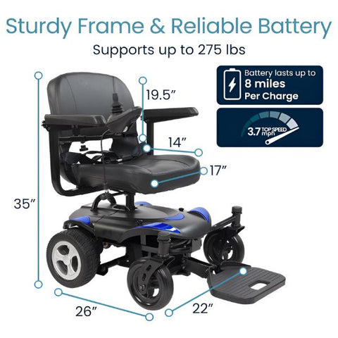 Vive Health Electric Wheelchair Model C Dimensions