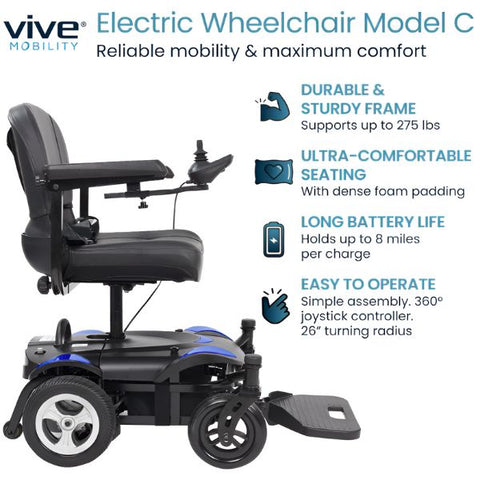 Vive Health Electric Wheelchair Model C Features