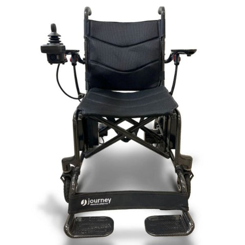 Journey Air Elite Lightweight Folding Power Chair (26 lbs) Black Color Front View