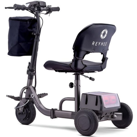 Reyhee Triad (R300) 3-Wheel Portable Mobility Scooter Gunmetal Color Back View