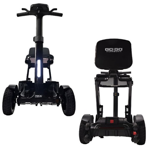 Pride Go-Go Carbon Folding Mobility Scooter Front and Back View