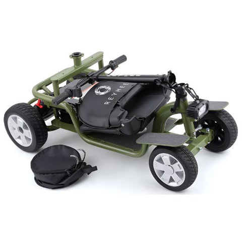 Reyhee EXO 4-Wheel Folding Mobility Scooter Sage Green Disassembled View